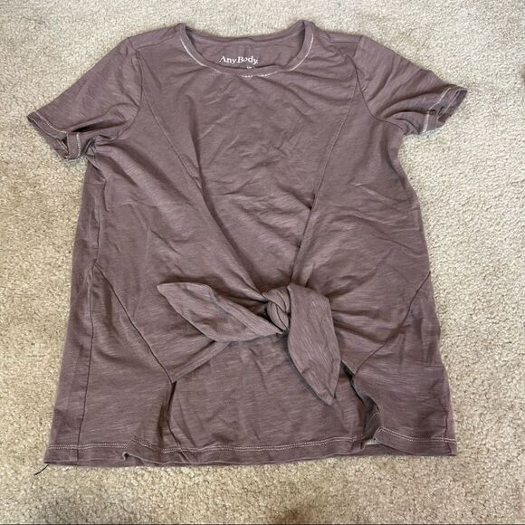 Any Body Oversized Tie front Tee Brown women's size XXS - Picture 6 of 10